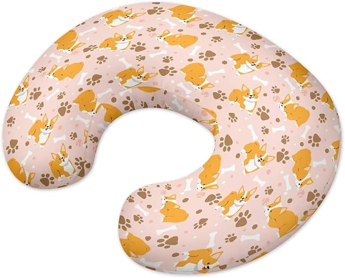Cute Corgi Nursing Pillow Cover Breastfeeding Pillow Slipcover Hidden Zipper Design Feeding Pillow Cover U-Shaped Soft and Skin-Friendly