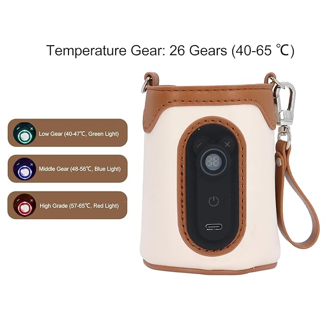 Baby Bottle Warmer, USB Milk Warmer Temperature Adjustable Portable Bottle Milk Warmer for Baby Milk Used in Home Outside and in Car Slow Heating to Keep Warm (S)
