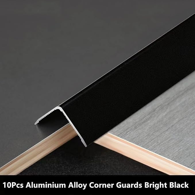 Aluminium Alloy Metal Corner Guards 10 Pcs Wall Corner Protector 0.6" x 0.6" x 48" Wall Corner Protection Decoration Black Pack of 10 Corner Guards 20 Ga/1 mm Thickness