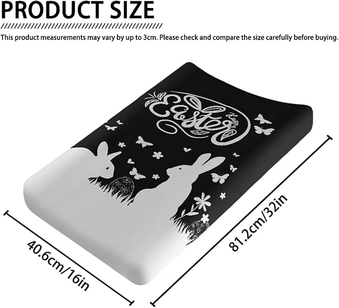Rabbit Butterfly Baby Changing Pad Cover Stretchy Breathable Sheet Crib Mat Easter Decor Comfy Cozy Diaper Changing Mat Cover Lightweight Changing Table Cover