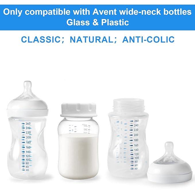 6pcs Travel Bottle Caps for Avent, Baby Bottle Caps Bottle Lids Replacement Baby Bottle Lids Compatible with Avent Wide-Mouth Bottles