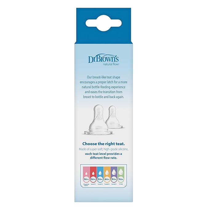 Dr. Brown’s Natural Flow Anti-Colic Narrow Baby Bottle, 2oz/60ml with Preemie Flow Teat, 1-Pack