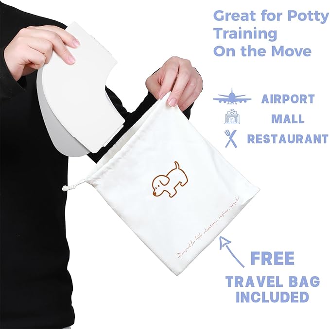 FOOYOO Foldable Toddler Toilet Seat | Portable Potty Training Seat for Travel & Home, Non-Slip, Fits Most Toilets, Easy to Clean, with Travel Bag (Gray)