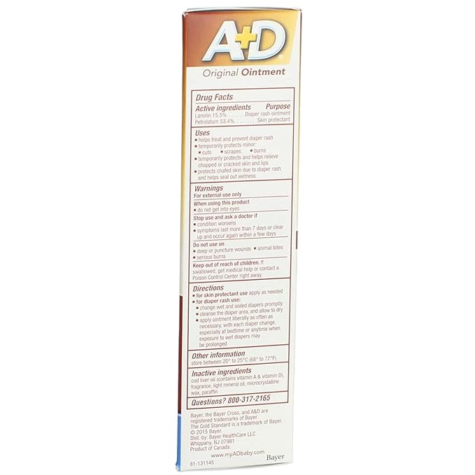 A&D Diaper Rash Ointment Skin Protectant Original - 4 oz, Pack of 4