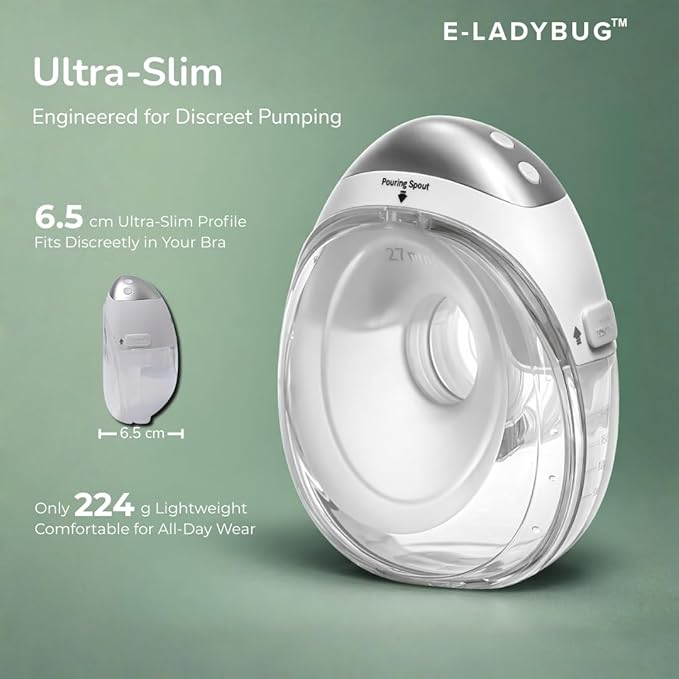 haakaa E-Ladybug Wearable Electric Breast Pump – Ultra-Slim Hands-Free Pump, 3 Modes & 12 Suction Levels, Micro-Vibration Technology, Leakproof 180ml Cup, Quiet in-Bra Design 2-Pack