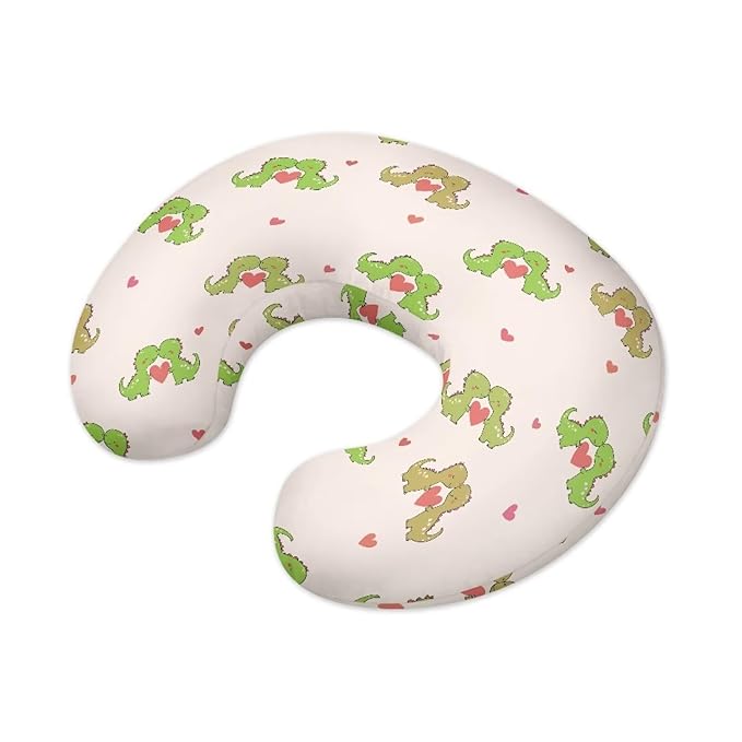 Love Heart Dinosaur Nursing Pillowcase Stretchy Removable Nursing Covers for Breastfeeding Pillows Ultra Soft Newborn Feeding Pillow Cover Stain Resistant and Easy to Clean