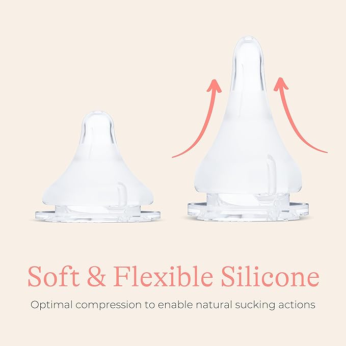 Lansinoh NaturalWave Baby Bottle Nipples, Fast Flow, Size F, 6+ Months, 4 Count – 100% Soft, Durable Silicone, Made Without BPA BPS, Anti-Colic, Supports Baby’s Developing Mouth and Teeth