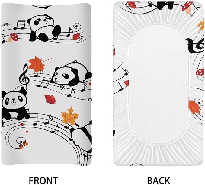 Panda Musical Baby Changing Pad Cover Waterproof Cradle Sheet Cozy Breathable Universal Tray Table Mat Stretchy Lightweight Sheet Crib Mat for Boys Girls
