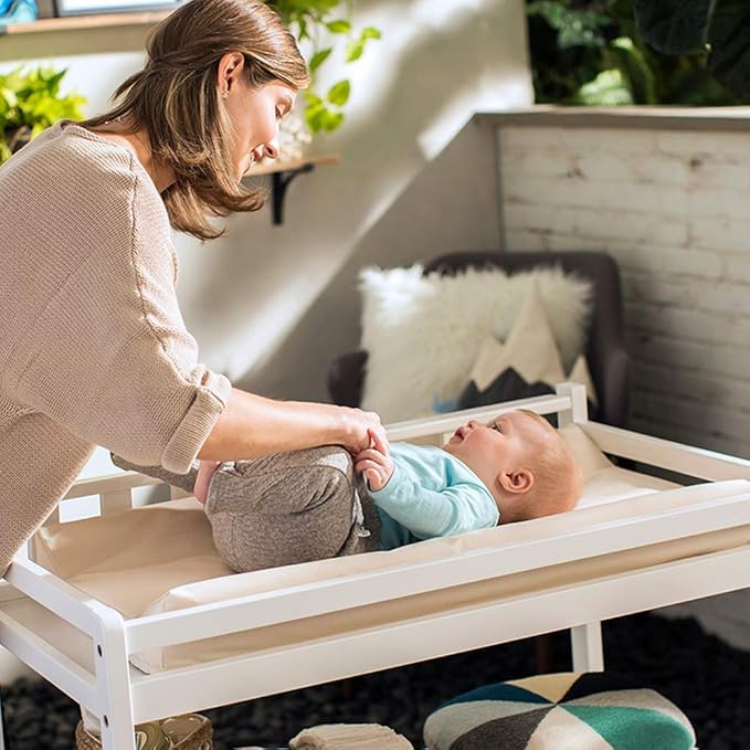 Naturepedic Organic Contoured Changing Pad - Easy to Clean, Lightweight & Portable - Comfort 2-Sided Waterproof Baby Diaper Changing Pad for Dresser or Changing Table - 16" x 31"