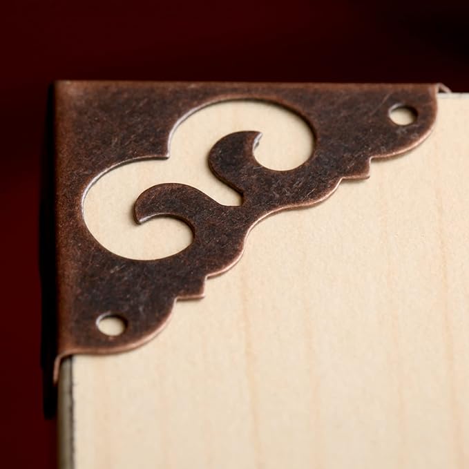 4Pcs Iron Red Copper Vintage Decorative Corner Protector Guards Edge Cover for Chest Case Box-1.22" x 1.22" x 0.43"