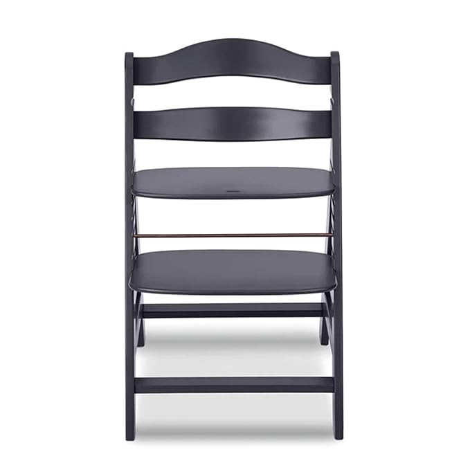 hauck Alpha+, Dark Grey - Wooden High Chair Made of Beech for Children from 6 Months up to 90 kg - Includes 5-Point Strap, Crotch Strap, Protective Bar - Compatible with Many Accessories