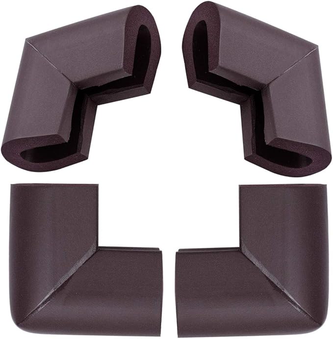 uxcell 4pcs Foam Furniture Desks Table Cover Pads Protectors Corner Cushions Bumper Guards Dark Brown