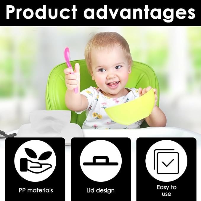 2Pcs Baby Wipes Dispenser, Portable Reusable Wipes Holder, Wipes Case with Sealing Design Lids, Travel Wet Wipe Pouch, Wipe Container Box for Baby Adult Bathroom Travel, Hanging Wipe Holder for Baby
