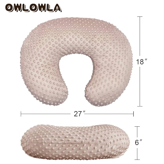 OWLOWLA Nursing Pillow Cover, Breastfeeding Pillow Slipcover Fits Nursing Pillow for Baby Boy Girl(Tan)