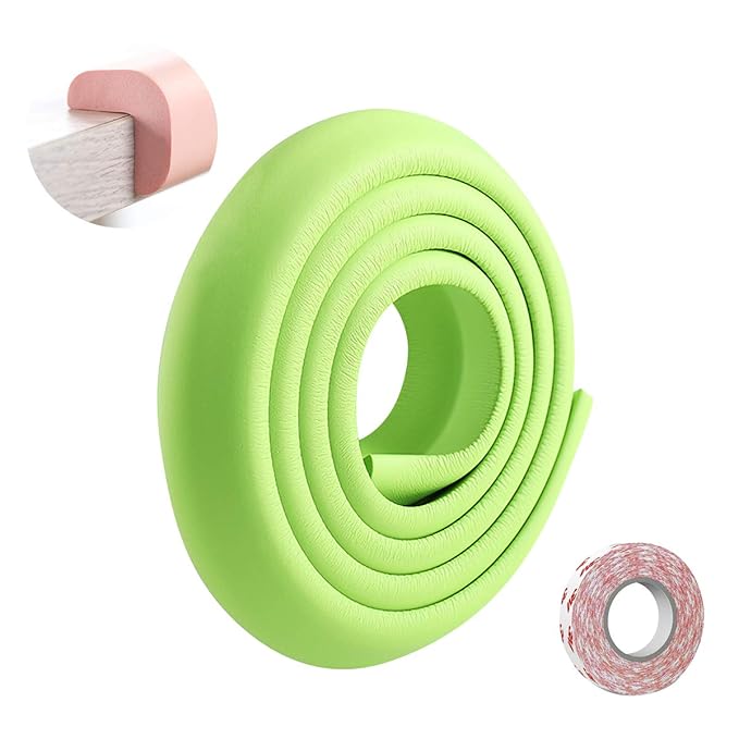 SONARIN Baby Safety Baby Edge & Corner Guards,2M/6.6ft Corner Protectors Furniture Table Edge Protectors L Shape with Strong Adhesive Tape,Colorful Child Protection(Green)