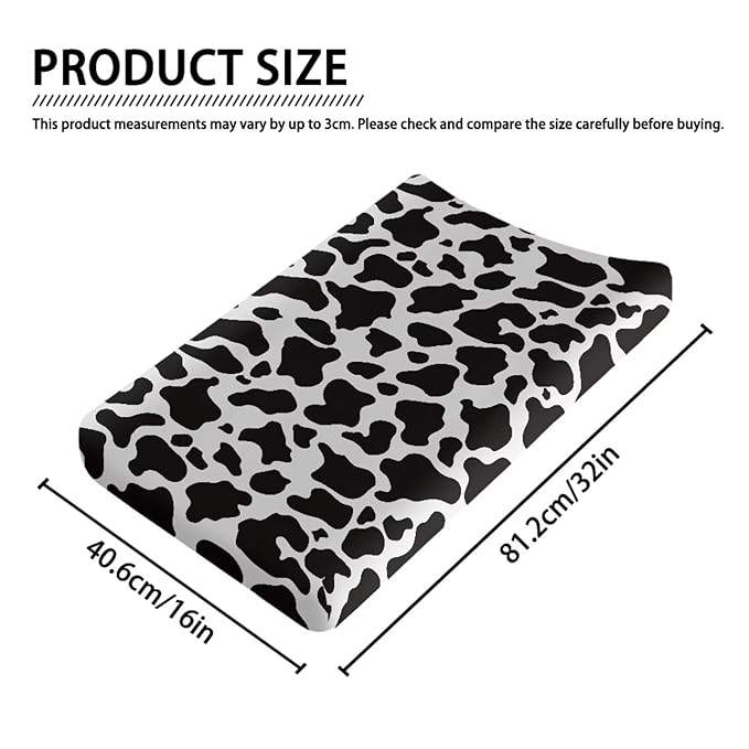 Cow Print Diaper Changing Pad Cover Waterproof Changing Pad Cover for Newborn Babies Girls Boys 16 X 32 Cradle Mattress Sheets