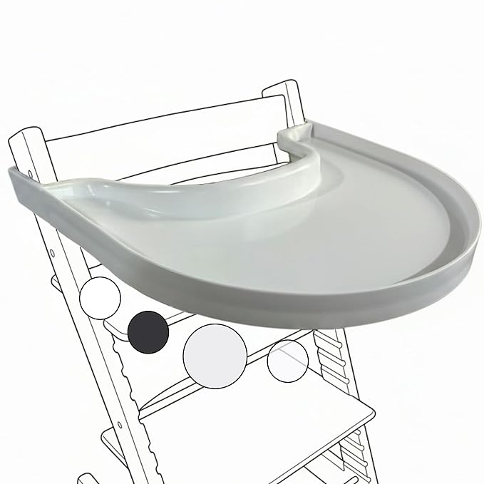 High Chair Tray for Stokke Tripp Trapp - Gray - No Baby Set Needed. Suction Surface. Snap-on. BPA Free.