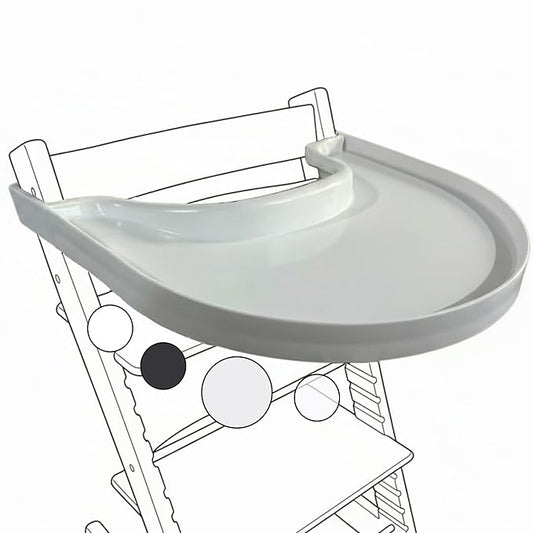High Chair Tray for Stokke Tripp Trapp - Gray - No Baby Set Needed. Suction Surface. Snap-on. BPA Free.