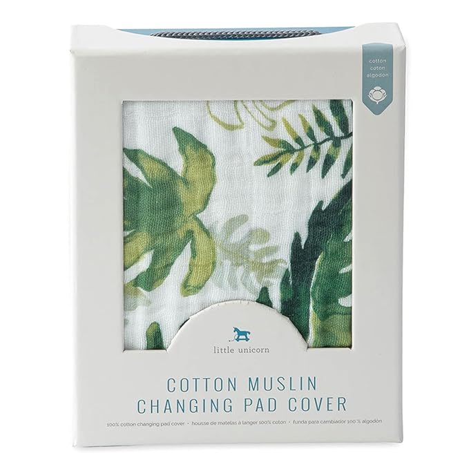 Little Unicorn Changing Pad Cover for Newborns & Infants | Soft & Breathable Muslin Fabric | Baby Diaper Changing Table Pad Cover (Tropical Leaf)