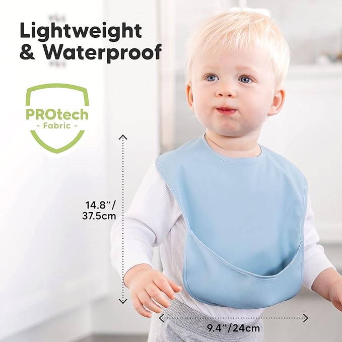 KeaBabies 6-Pack Glass Baby Food Containers & 3-Pack Waterproof Baby Bibs for Eating - 4 oz Leak-Proof, Microwavable, Glass Baby Food Jars - Lightweight Toddler Bibs, Mess Proof Baby Bib, Waterproof