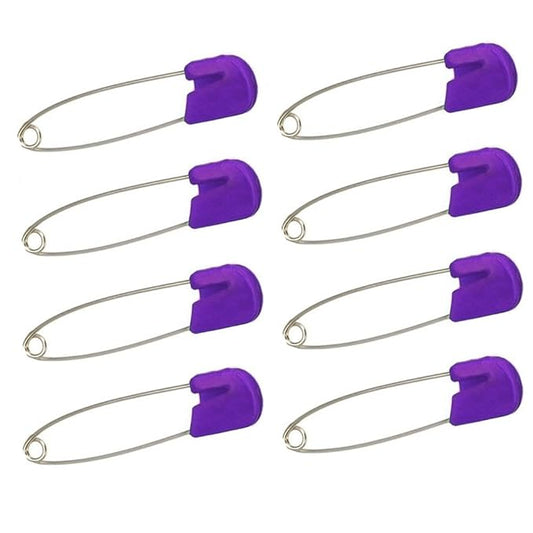 Plastic Head Baby Safety Pin Diaper Pins 1.5inch Cloth Nappy Safety Pins,Pack of 100 (Purple)