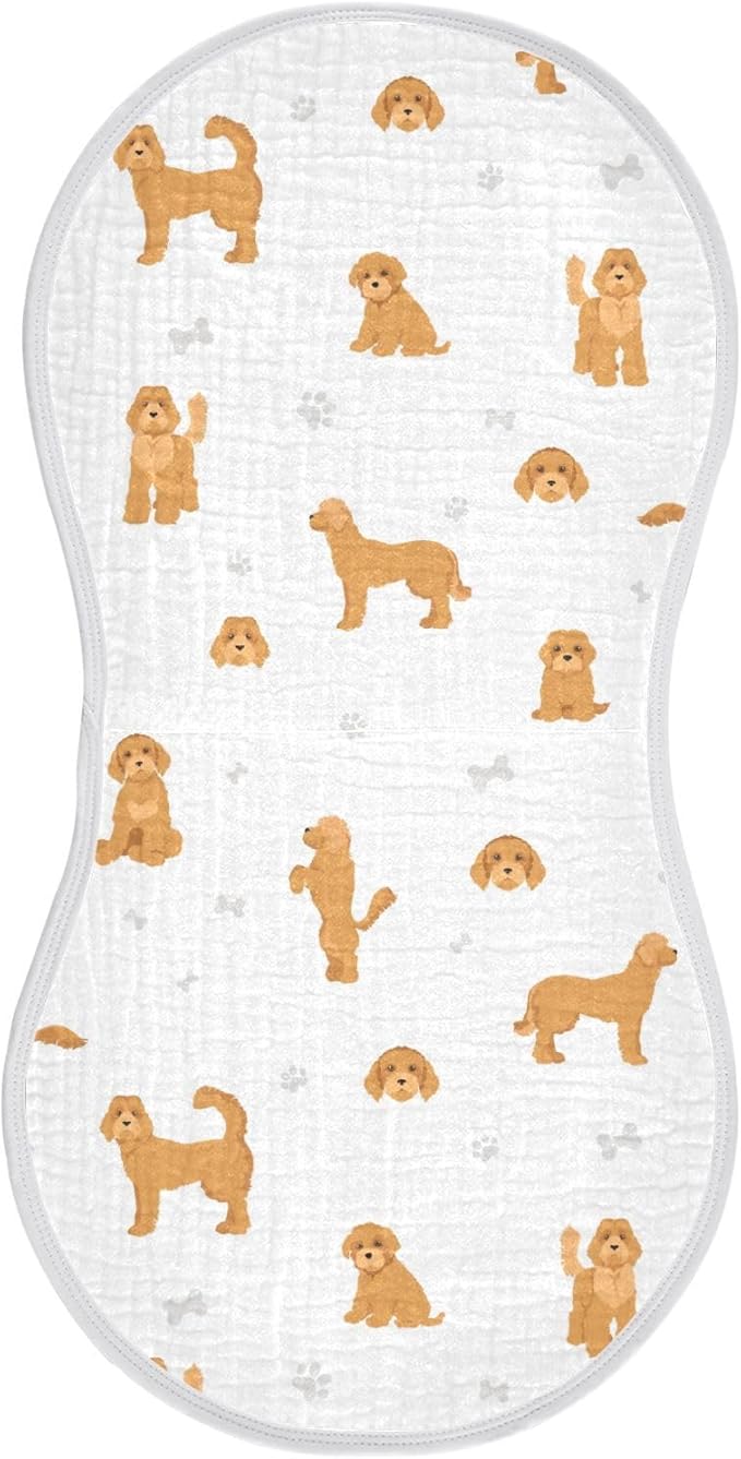 vvfelixl Baby Burp Cloths Labradoodle Dog Baby Newborn Cotton Burping Cloths Set Baby Washcloths 4 Pack