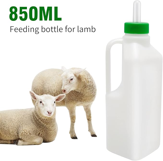 850ML Animal Feeding Bottle with 5 Nipples Lamb Nursing Bottle Feeding Goat Milk Bottle Calf Milk Feeder Bottle for Sheep Lambs Piglets