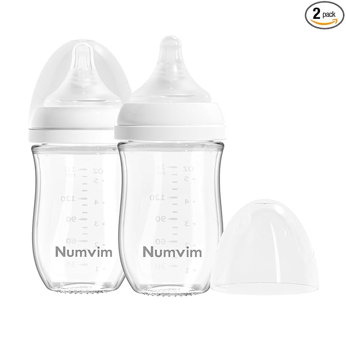 Glass Baby Bottle Gentle & Extra Slow Flow, Newborn Breastfeeding Bottle with Anti Colic Nipple for 1 Months Babies, Includes S Nipples, (5Oz, 2 Packs)