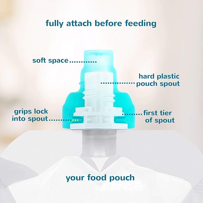 ChooMee Reusable Baby Food Pouch Starter Set, SnakPack | 4 CT, 5 oz | Includes SoftSip Pouch Tops, 2CT, Green Purple