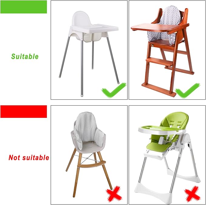 High Chair Cushion, for IKEA High Chair Cushion, Cushion High Chair for IKEA Antilop Highchair, Built-in Inflatable Cushion, Baby Sitting More Comfortable (Grey Crocodile)