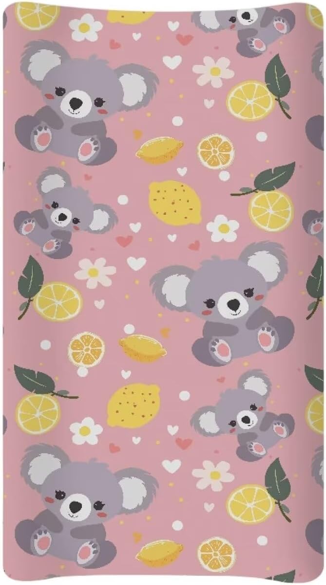 Koala Lemonade Changing Table Covers Durable Baby Diaper Change Sheet Ultra Soft Contoured Pad for Baby Boys Girls Nursing Room Decor