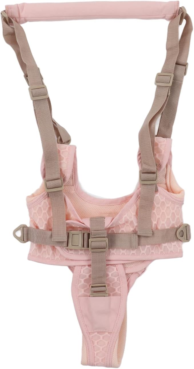 Baby Walking Harnesses, Lightweight Adjustable Detachable Crotch Pad Handheld Toddler Walk Assistant Belt Adjustable Standing Up and Walking Learning Helper for(Cherry Blossom Powder - Mesh Cloth)