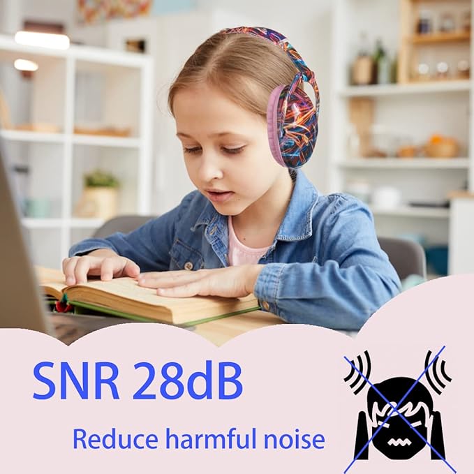 Kids Hearing Protection,25dB NRR Noise Reduction,Sound Proof for Kids,Toddler,Safety Earmuffs for Concert,Airplane,Autism,Monster Jam,Travel,School- Pink BlackFireW