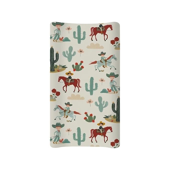 ZDCUSTOM Changing Pad Cover Cradle Sheet Diaper Changing Table Mat Comfy Cozy Cradle Sheets Soft Changing Pad Sheets Fits 32"x16" Contoured Pad Western Cowboy Cactus