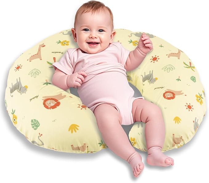 x-vesolje Nursing Pillow, Breastfeeding Pillow with Removable Cover, Ergonomic Breast Feeding Pillow, Baby Feeding Support Pillow for Mom Easier Breastfeeding- Original Size/Animal Yellow