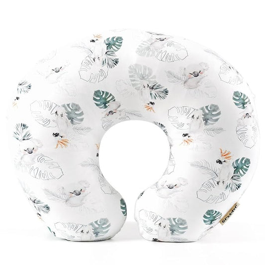 GRSSDER Soft Stretchy Minky Nursing Pillow Cover, Breastfeeding Pillow Slipcover for Boys & Girls, Nursing Pillow Case for Newborn, Stylish Watercolor Animals, Mint Green