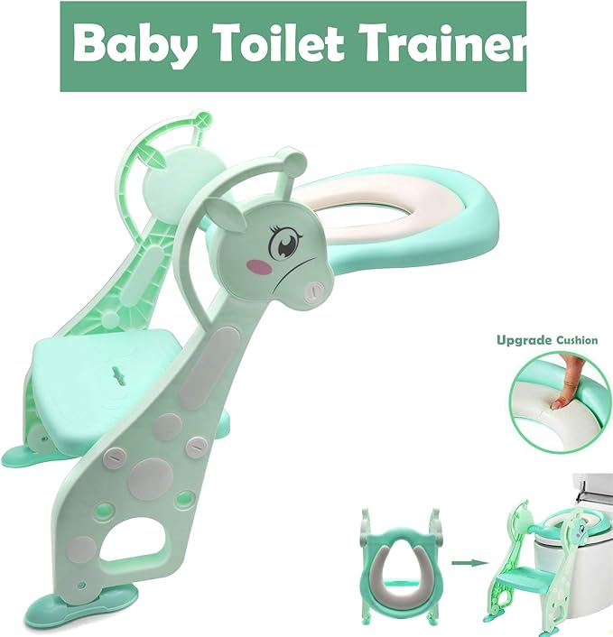 Giffgaff Potty Training Toilet Ladder Seat With Upgraded Cushion Step Stool Ladder Toilet Trainer for Baby Toddler Kids Children In Blue