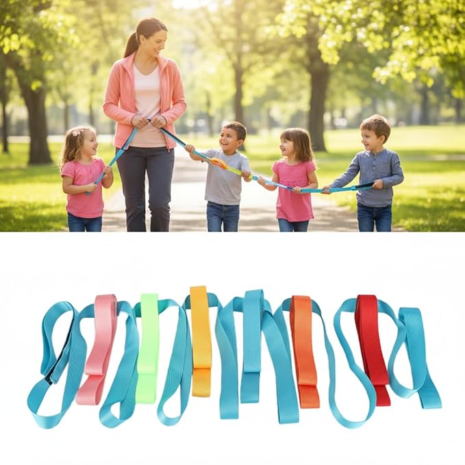 Preschool Walking Safety Rope for Toddlers Young Kids Bright Colorful Handles Daycare Outdoor School Use
