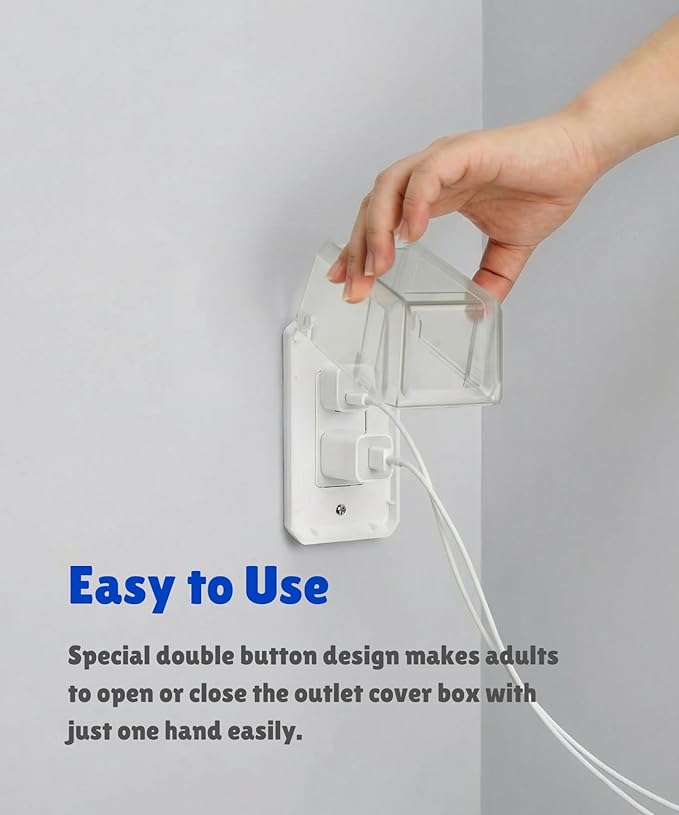 Bates- Baby Safety Outlet Cover Box, Transparent Door, Baby Proof Outlet Covers, Plug Covers for Electrical Outlets