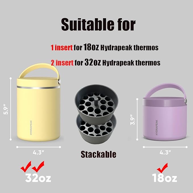 3ml Vial inserts for Hydrapeak Food Thermos, Holds 20 Vials in 18 and 32oz Hydrapeak Food Thermos,Grey