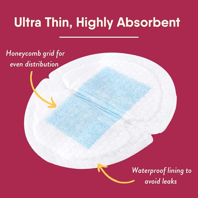 NatureBond Disposable Nursing Pads Ultra Thin Breastfeeding Breast Pads, Light, Contoured and Highly Absorbent. Highest Absorbency/Thinness Ratio 1mm (60 Pads)