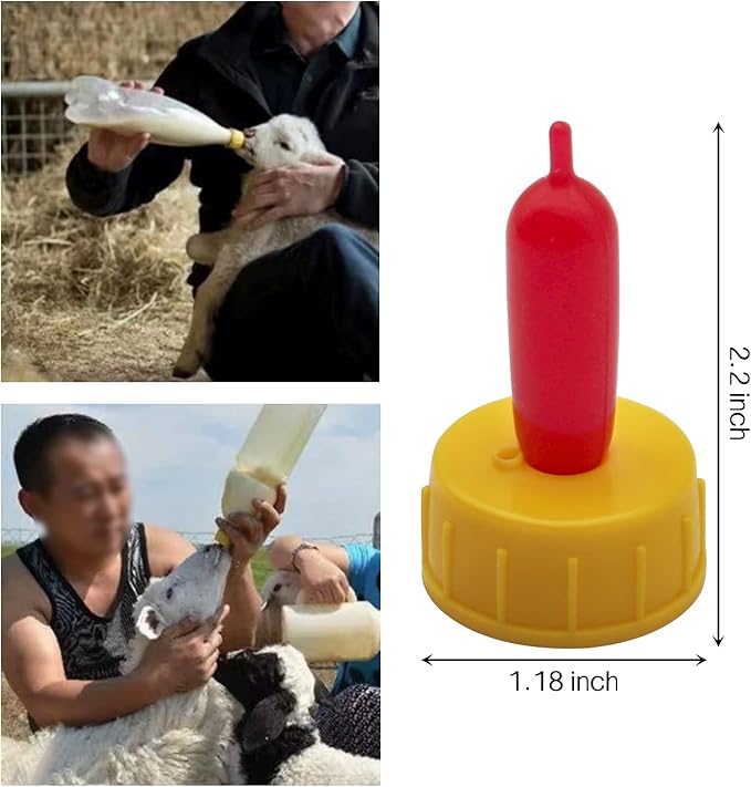 Baby Goat Nipple, 20 Pieces Goat Lamb Teat Feeder Bottle Topper Feeding,Soft Rubber Goat Milk Drinking Nipple for Nursing Lambs,Puppy (Yellow, 20 Pieces)
