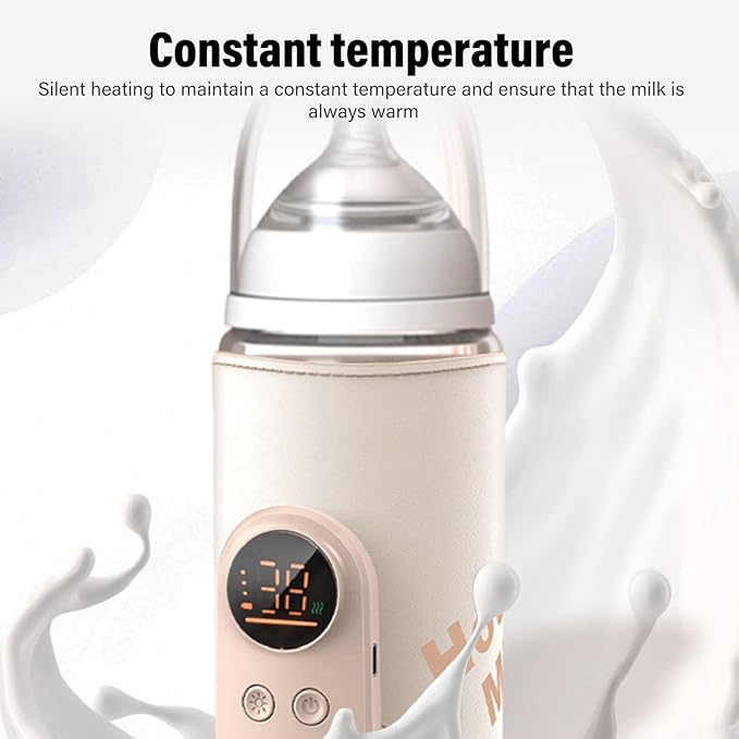 Baby Bottle Warmer with 8000mAh USB - C Fast Charging, Constant Temperature Control, Portable Milk Heater for Travel, Outdoor Use - Lightweight Insulated Sleeve Fits All Bottles