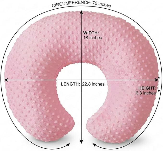 Nursing Pillow, Breastfeeding Pillows with Removable Cover for Mom with Breathable Filling, Ergonomic Baby Feeding Essentials for Bottle and Breastfeeding (Pink)