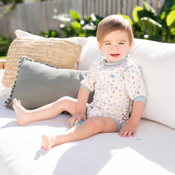 Splash About Happy Nappy Wetsuit, Swimsuit for Babies & Toddlers with Built-in Swim Diaper (Little Acorns, 12-24 Months)