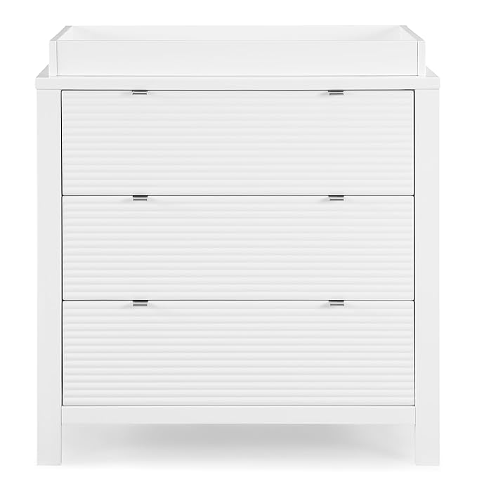 Delta Children Cassie 3 Drawer Dresser with Changing Top and Interlocking Drawers, Bianca White