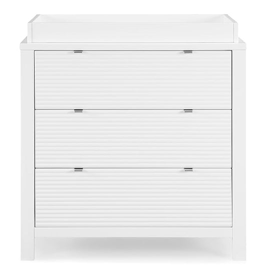 Delta Children Cassie 3 Drawer Dresser with Changing Top and Interlocking Drawers, Bianca White