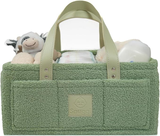 Baby Diaper Caddy Organizer with Handle & Toiletry Bag, Portable Nursery Storage Basket for Newborn Essentials, Baby Registry Must Have