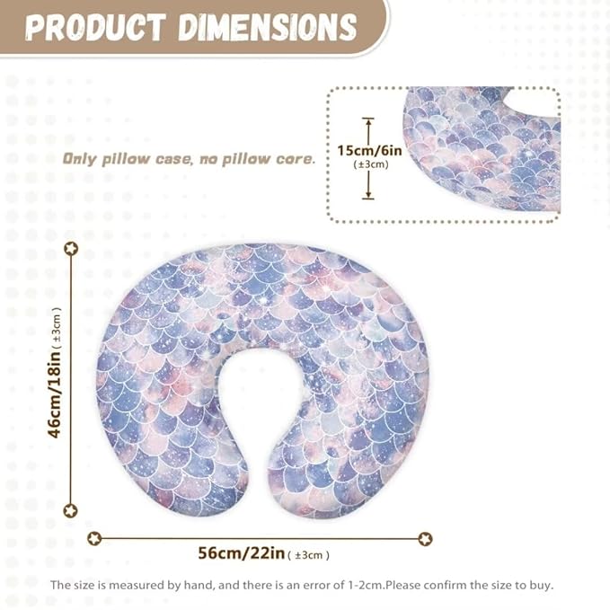 Nursing Pillow Cover for Baby Boys Girls, Mermaid Scales Breastfeeding Pillow Slipcover Cushion Cover, Soft Fabric Fits Snug On Infant, Fits for Nursing Pillow Newborn