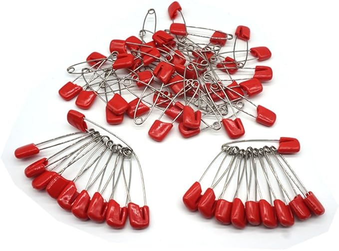 Baby Safety Pins Secure Clips for Fastening Baby Clothes Diaper Napkins 50pcs 60PCS 30PCS (Red, 60 pcs)
